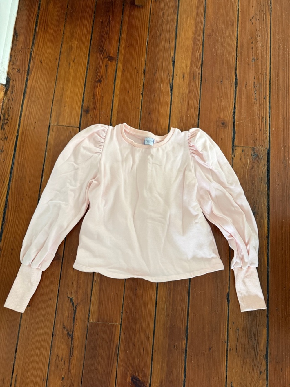Addison bay Puff-Sleeve Long-Sleeve sweatshirt- Light Pink small